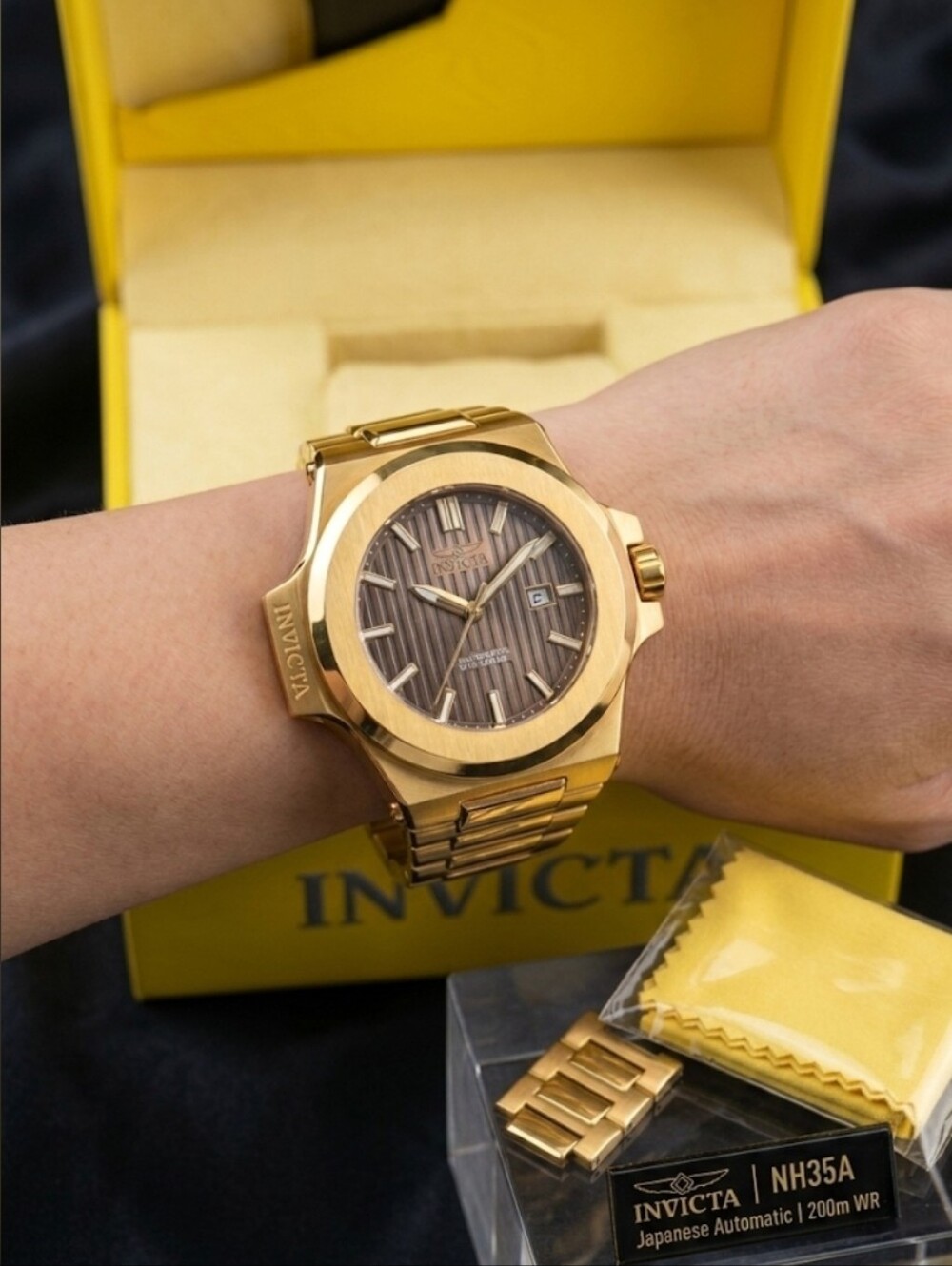 ​Invicta Akula 30134 Gold Automatic Men's Watch Brown Dial 58mm NWOT